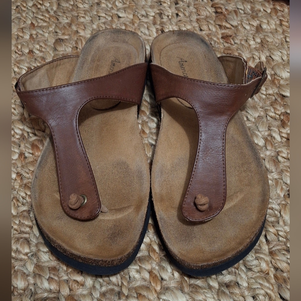 American Eagle Women's Sage Footbed Sandals 7.5 Bohemian Beachy Summer Cottag 54